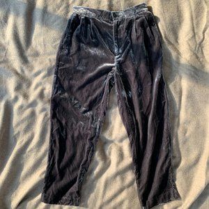 NWT Madewell Velvet Tapered Pleat, Pull-On Pants, Gray